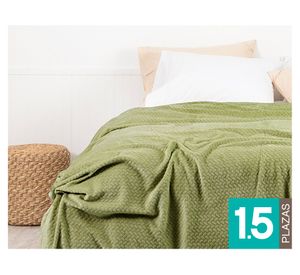 Frazadas Coral embossed verde oliva 1.5 plazas 1 un.