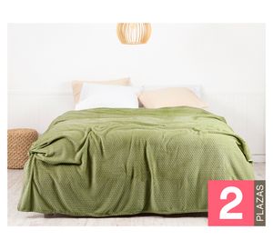 Frazadas Coral embossed verde oliva 2 plazas 1 un.
