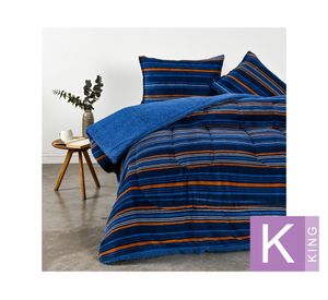 Plumón coral sherpa Trazos azul king