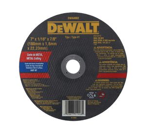 Disco de corte metal DW44602 7"