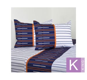 Juego de sábanas king 144 Hilos Trazos azul