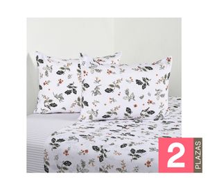 Juego de sábanas 2 plazas 200 Hilos Bird blanco