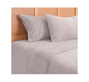 Juego de sábanas king sherpa lisa gris
