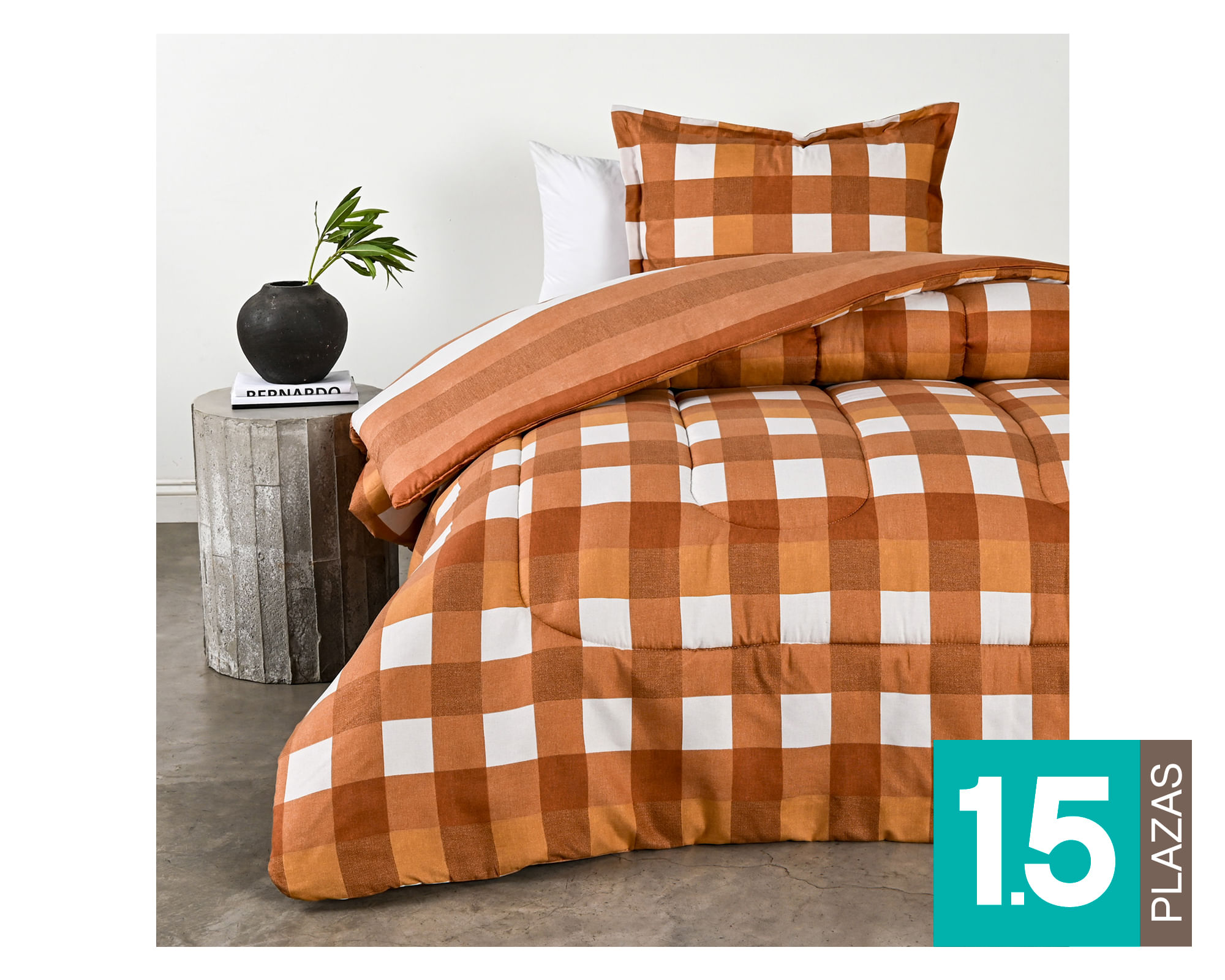 Elements & Co Plumón Vichy naranjo 1.5 plazas