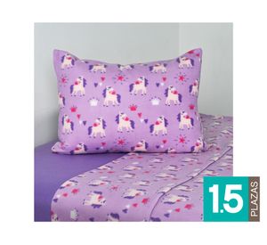 Juego sábanas 1.5 plazas polar Unicornio morado