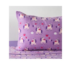 Juego sábanas 1.5 plazas polar Unicornio morado