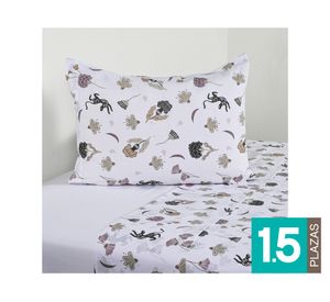 Juego sábanas 1.5 plazas 200 Hilos Mystic blanco