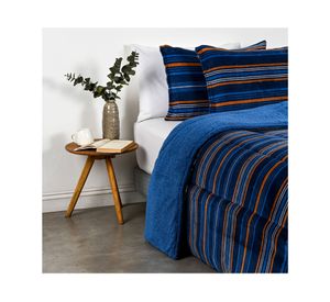 Plumón coral sherpa Trazos azul 2 plazas