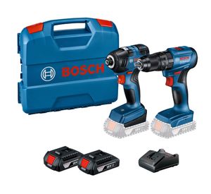 Taladro percutor GSB 185-LI + Llave de impacto GDR 18V-200 + 2 baterías 18V 2.0 Ah + cargador + maleta plástica