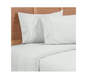 Sábana microfibra 2 plazas bordado verde claro