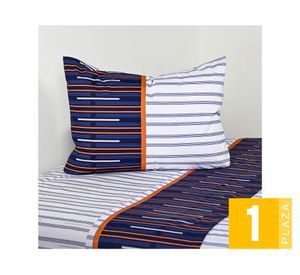 Sábanas 1 plaza 144 hilos Trazos azul