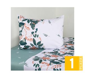 Juego sábanas 1 plaza 144 Hilos Ninfa turquesa