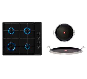 Kit empotrable encimera HLX640 Black 4 quemadores + grill redondo