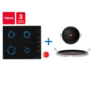 Kit empotrable encimera HLX640 Black 4 quemadores + grill redondo