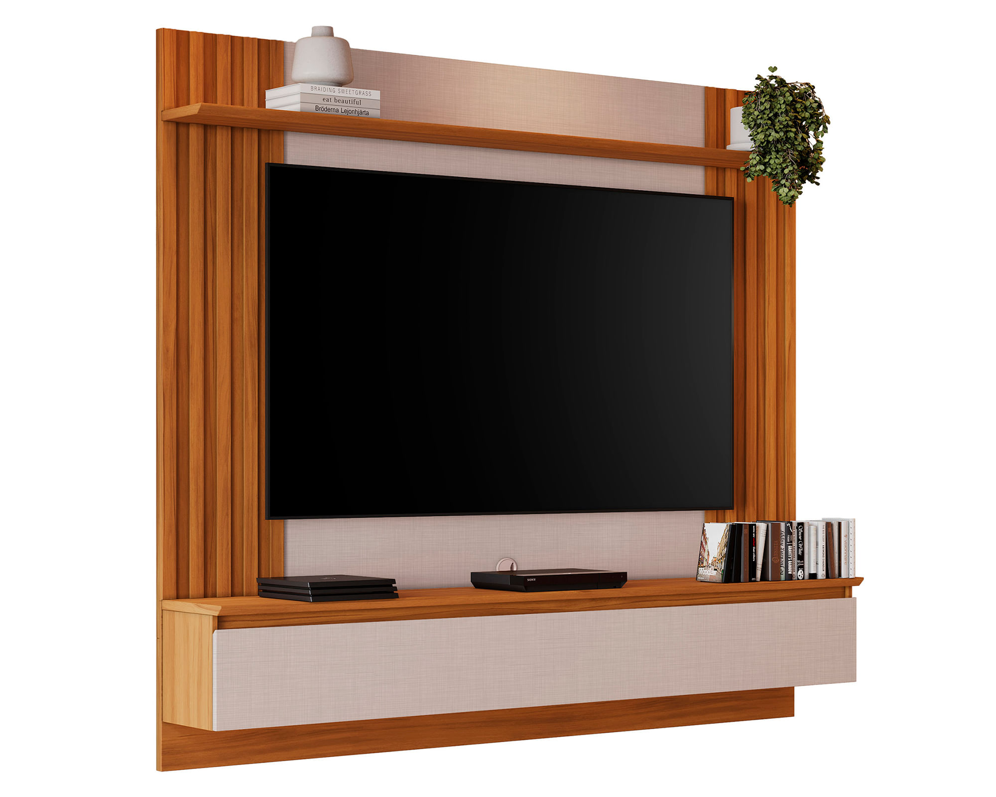 TＶ PANEL TV M344 HASTA 65 PULGADAS COLOR FREIJO OFF WHITE