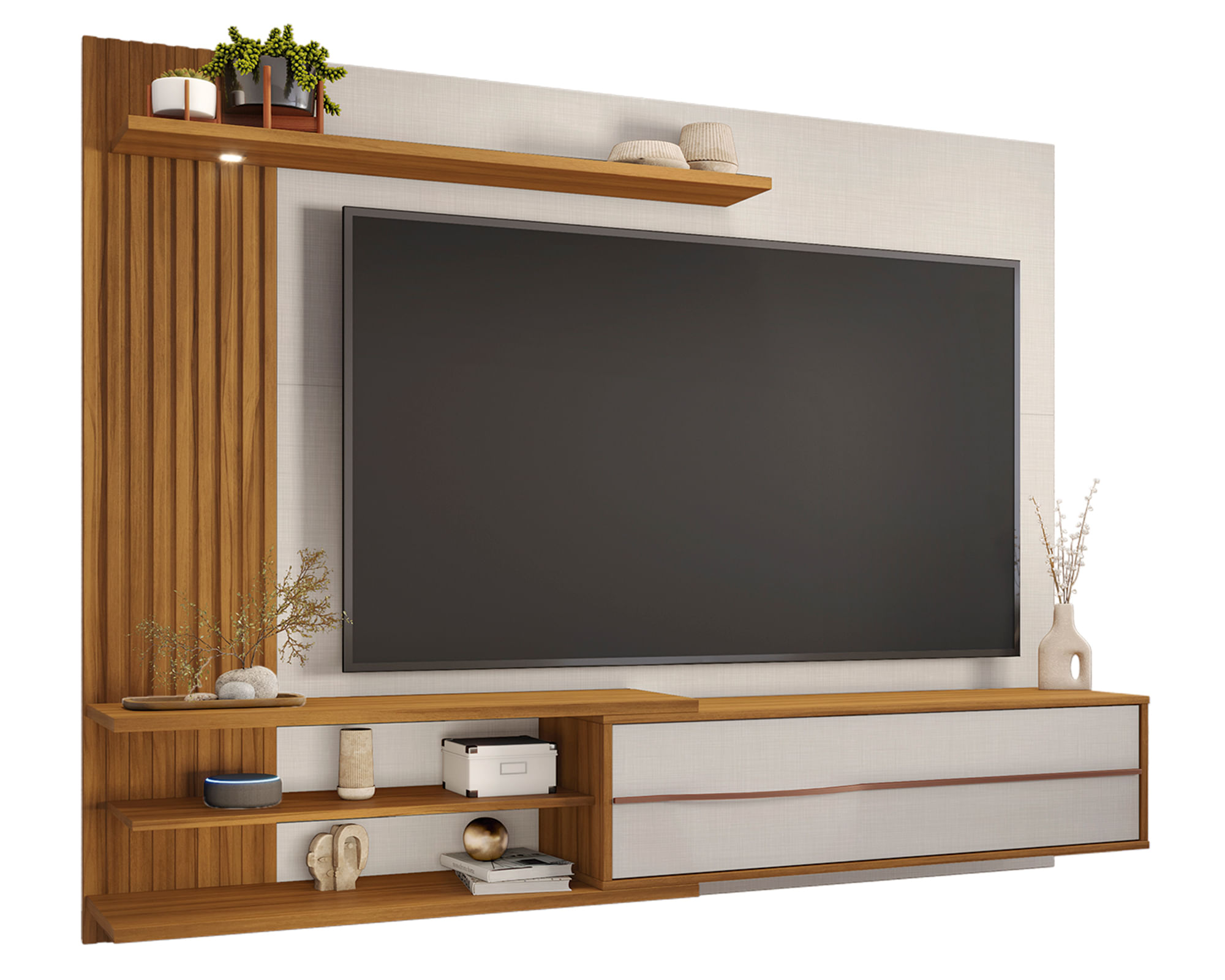 PANEL TV M344 HASTA 65 PULGADAS COLOR FREIJO OFF WHITE