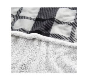 Frazada polar sherpa Tartán negro 1.5 plazas