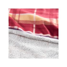 Frazada polar sherpa Tartán burdeo 1.5 plazas