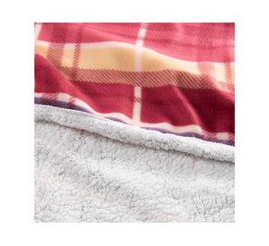 Frazada polar sherpa Tartán burdeo 1.5 plazas