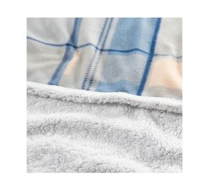 Frazada polar sherpa Tartán azul 1.5 plazas