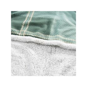 Frazada polar sherpa Tartán verde 1.5 plazas