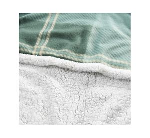 Frazada polar sherpa Tartán verde 1.5 plazas