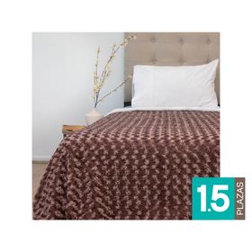 Frazada fluffly sherpa Deluxe café oscuro 1.5 plazas 1 un.