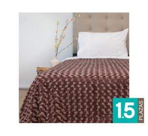 Frazada fluffly sherpa Deluxe café oscuro 1.5 plazas 1 un.