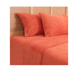 Juego sábanas 2 plazas sherpa lisa terracota