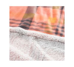 Frazada polar sherpa Tartán coral 2 plazas