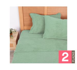 Juego sábanas 2 plazas sherpa lisa verde