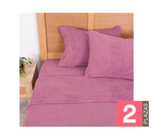 Juego sábanas 2 plazas sherpa lisa violeta