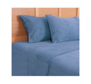 Juego sábanas 2 plazas sherpa lisa azul