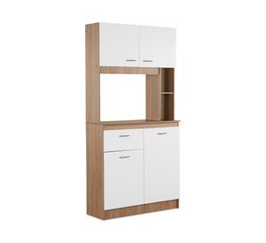 Mueble cocina 4 puertas 1 cajón 183x90x33 cm nogal/blanco