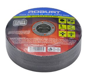 Disco corte acero inoxidable 115 mm 5 piezas