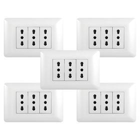 Pack 5 toma corriente triple Want-16 10/16A 250V blanco