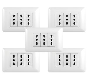 Pack 5 toma corriente triple Want-16 10/16A 250V blanco