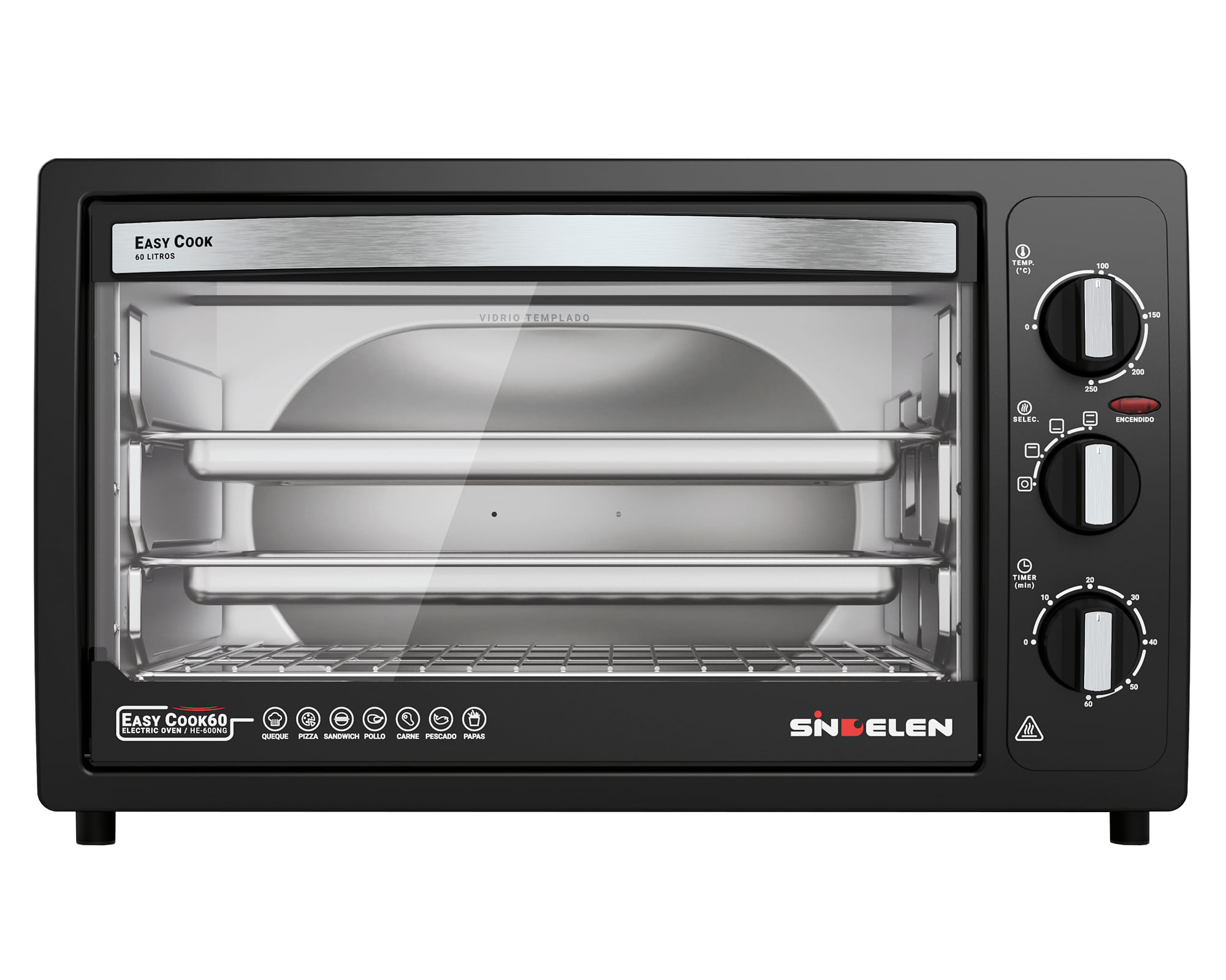 Sindelen Horno eléctrico HE-600NG negro 60 lt