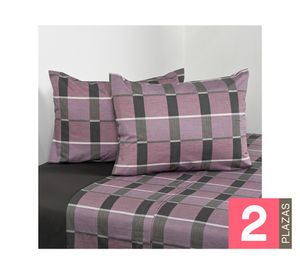 Juego sábanas 2 plazas 200 hilos Check morado