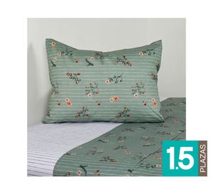 Juego sábanas 1.5 plazas 144 Hilos Sarah Aqua verde