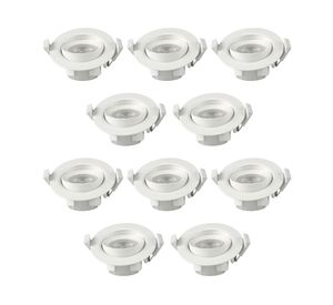 Foco basculante LED 6.5W luz cálida redondo blanco 10 unidades