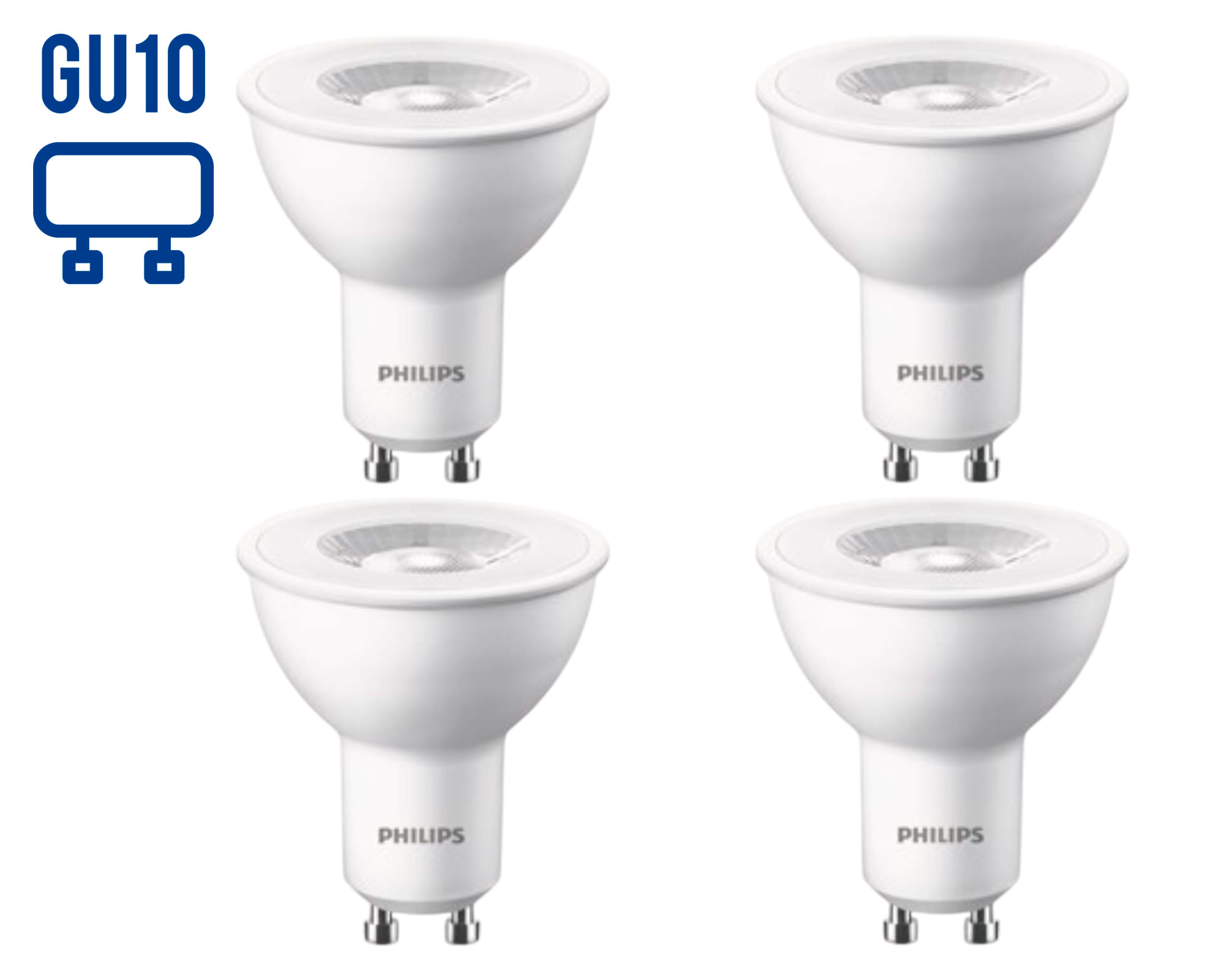 Ampolleta LED 4.7W GU10 luz fría 4 unidades
