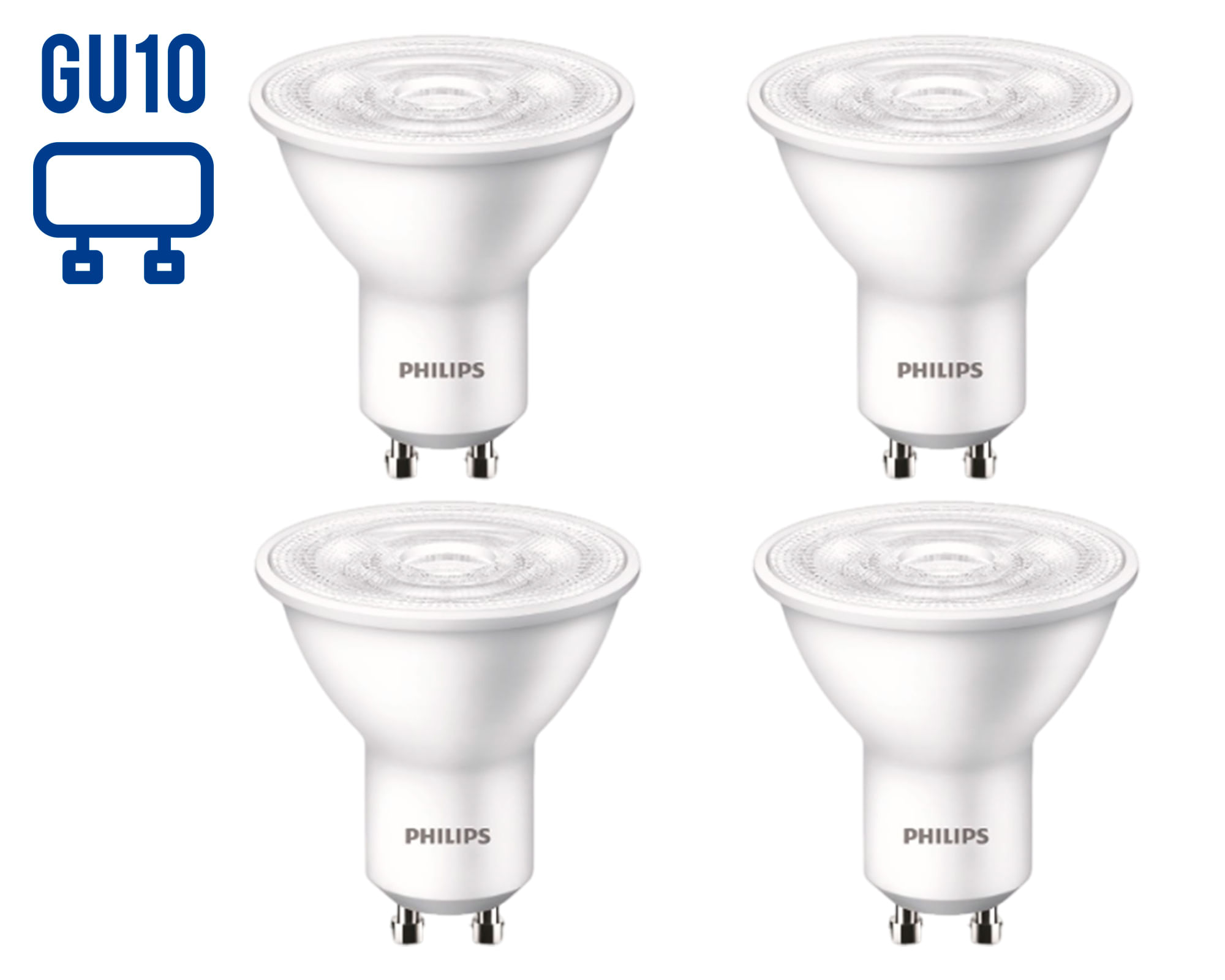 Ampolleta LED 4.7W GU10 luz cálida 4 unidades
