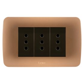 Toma corriente triple titanio/café 10A