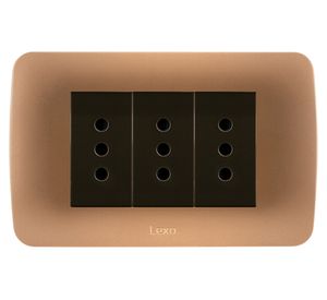 Toma corriente triple titanio/café 10A