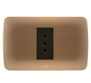 Placa armada tomacorriente simple 10A 250V café titanio