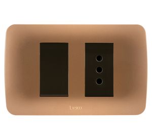 Interruptor simple 9/12 + toma corriente titanio/café 10A