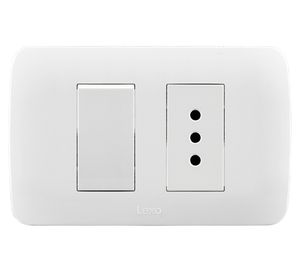 Interruptor simple 9/12 + toma corriente blanco 10A