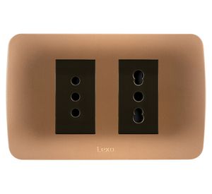 Toma corriente doble titanio/café 10/16A