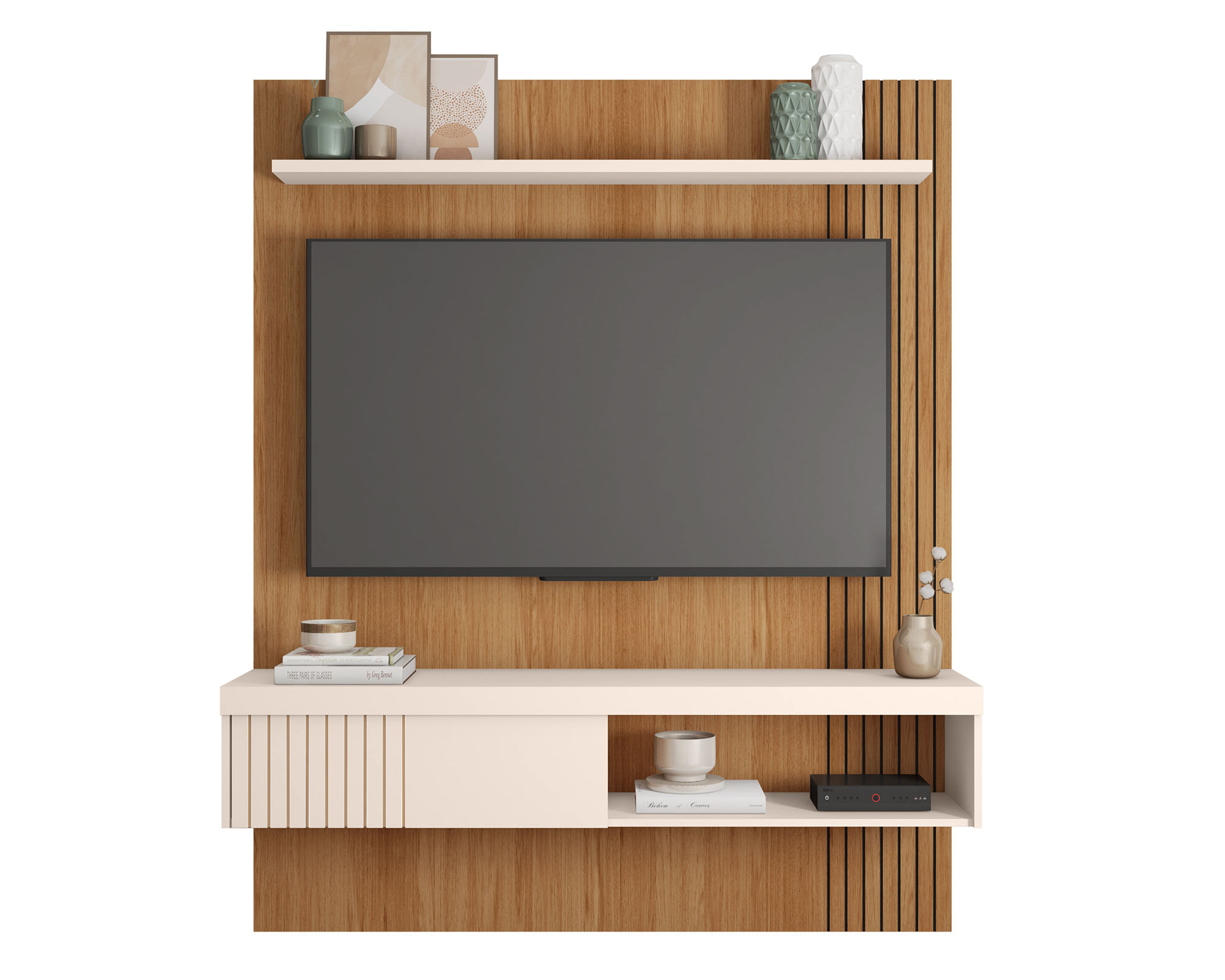 Decocasa Rack TV 55" Jade Off White/castaño